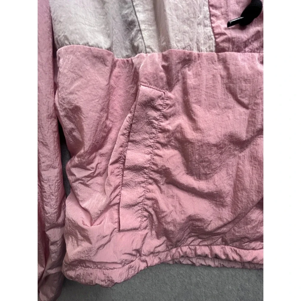 Pink Victoria's Secret Colorblock Windbreaker Jacket Pink White Hooded Medium